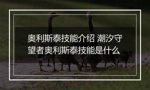 奥利斯泰技能介绍 潮汐守望者奥利斯泰技能是什么