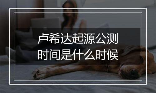 卢希达起源公测时间是什么时候