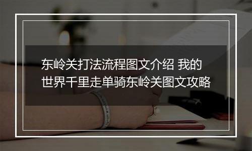 东岭关打法流程图文介绍 我的世界千里走单骑东岭关图文攻略