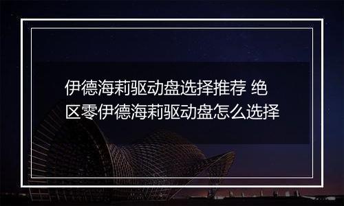 伊德海莉驱动盘选择推荐 绝区零伊德海莉驱动盘怎么选择