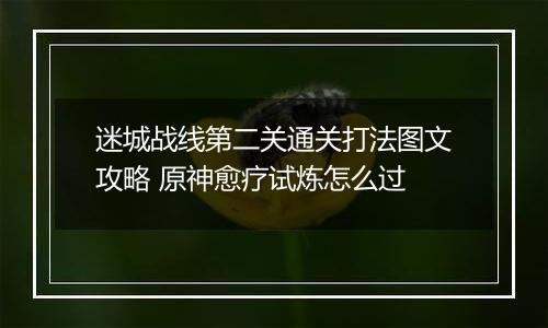 迷城战线第二关通关打法图文攻略 原神愈疗试炼怎么过