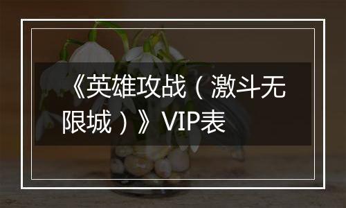 《英雄攻战（激斗无限城）》VIP表