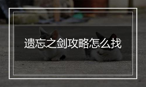 遗忘之剑攻略怎么找