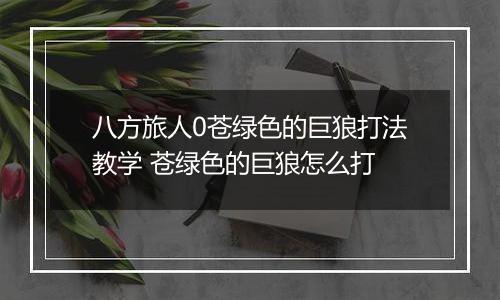 八方旅人0苍绿色的巨狼打法教学 苍绿色的巨狼怎么打