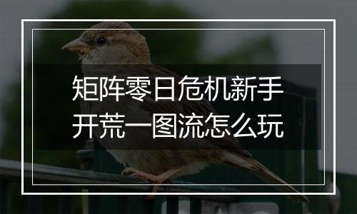 矩阵零日危机新手开荒一图流怎么玩