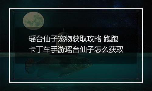 瑶台仙子宠物获取攻略 跑跑卡丁车手游瑶台仙子怎么获取