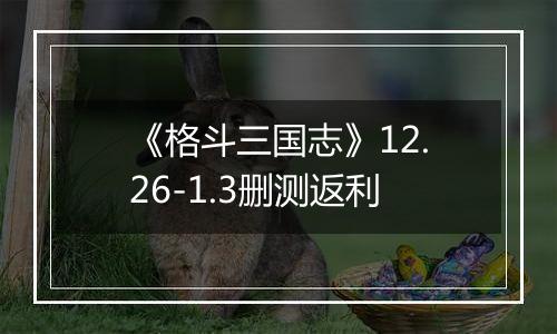 《格斗三国志》12.26-1.3删测返利