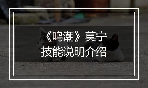 《鸣潮》莫宁技能说明介绍