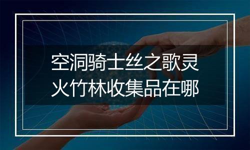 空洞骑士丝之歌灵火竹林收集品在哪