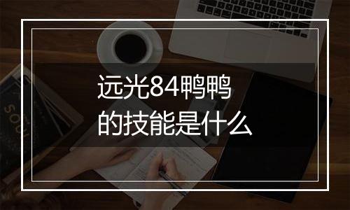 远光84鸭鸭的技能是什么