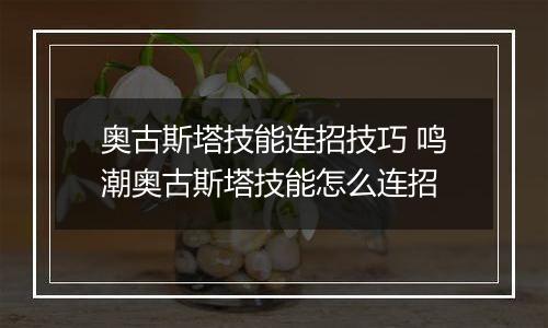 奥古斯塔技能连招技巧 鸣潮奥古斯塔技能怎么连招
