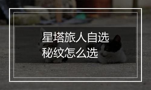 星塔旅人自选秘纹怎么选