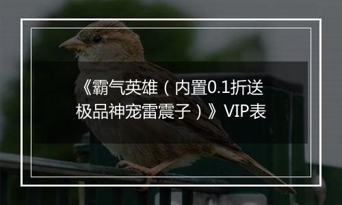 《霸气英雄（内置0.1折送极品神宠雷震子）》VIP表