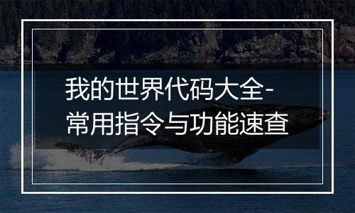 我的世界代码大全-常用指令与功能速查