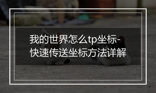 我的世界怎么tp坐标-快速传送坐标方法详解