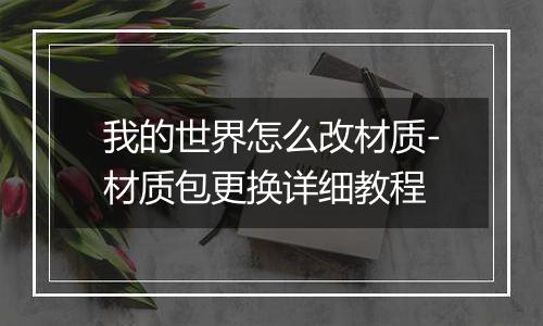 我的世界怎么改材质-材质包更换详细教程