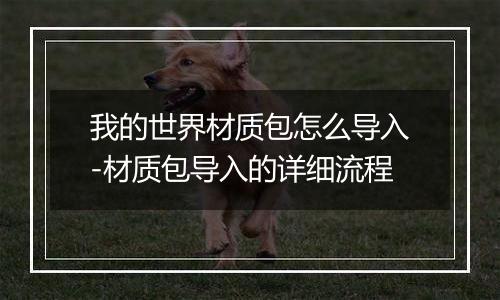 我的世界材质包怎么导入-材质包导入的详细流程