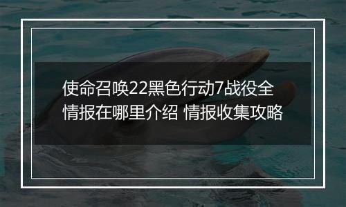 使命召唤22黑色行动7战役全情报在哪里介绍 情报收集攻略
