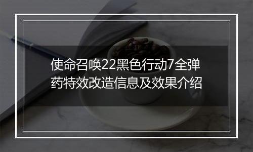 使命召唤22黑色行动7全弹药特效改造信息及效果介绍