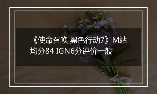 《使命召唤 黑色行动7》M站均分84 IGN6分评价一般