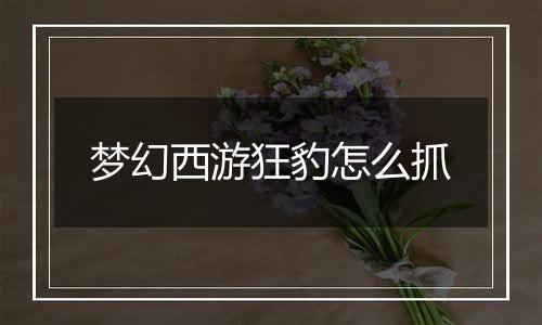 梦幻西游狂豹怎么抓