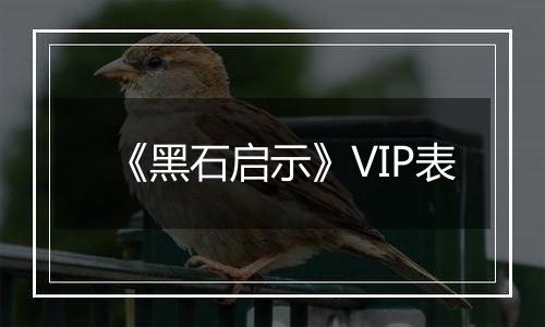 《黑石启示》VIP表
