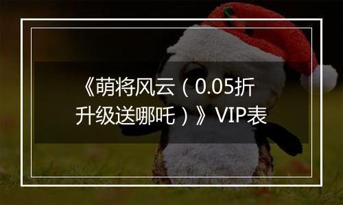 《萌将风云（0.05折升级送哪吒）》VIP表